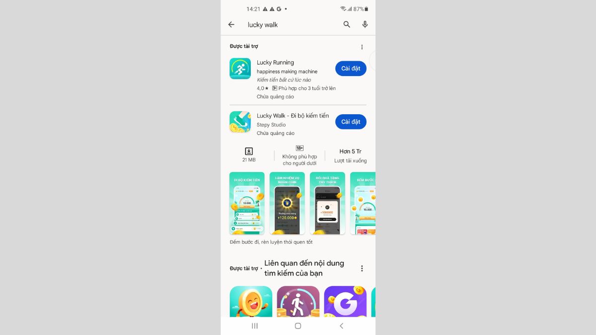 Cách tải Lucky Walk trên điện thoại Android bước 1