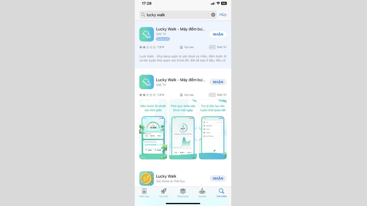 Cách tải Lucky Walk trên điện thoại iOS bước 1