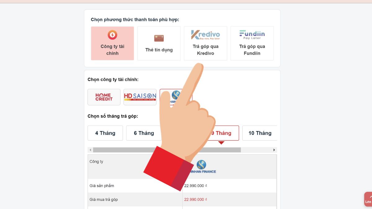 Trả góp qua Kredivo 2