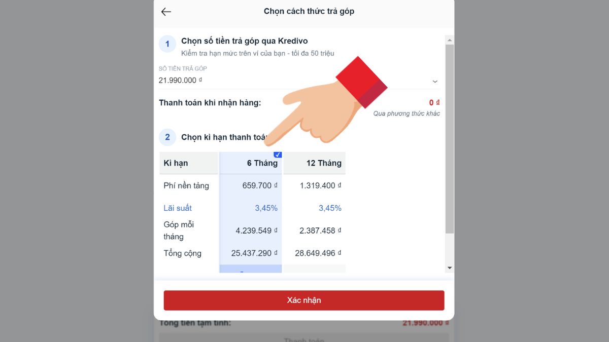 Trả góp qua Kredivo 4