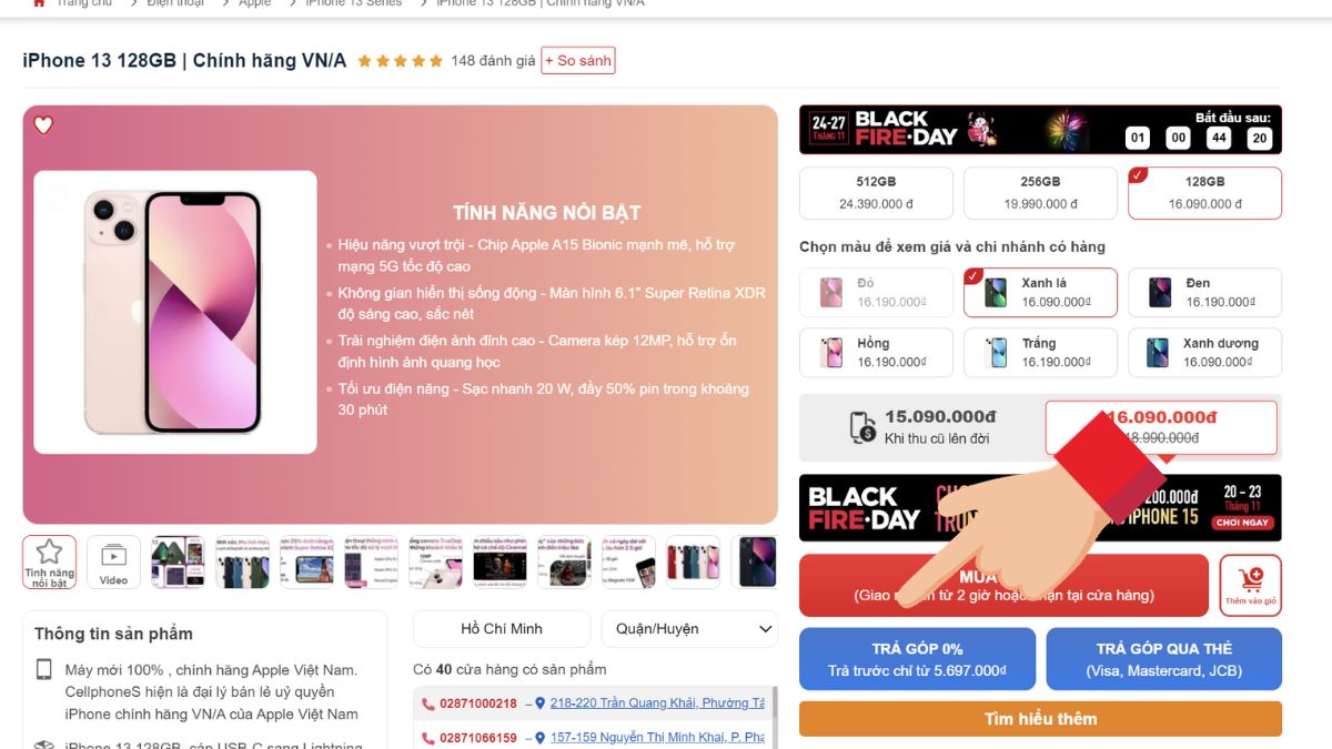 Hướng dẫn mua hàng trả góp bằng thẻ tín dụng tại website CellphoneS 1