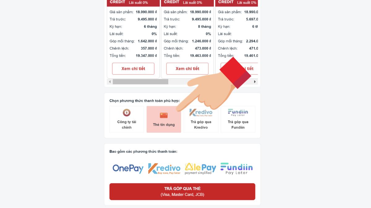 Hướng dẫn mua hàng trả góp bằng thẻ tín dụng tại website CellphoneS 2