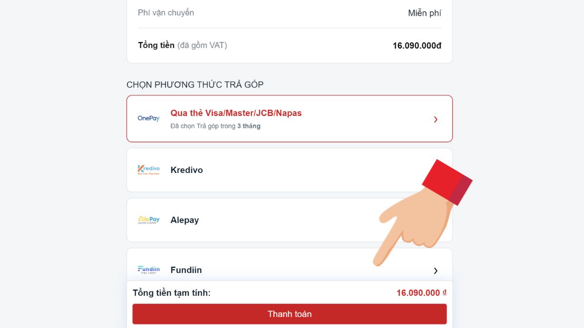 Hướng dẫn mua hàng trả góp bằng thẻ tín dụng tại website CellphoneS 7