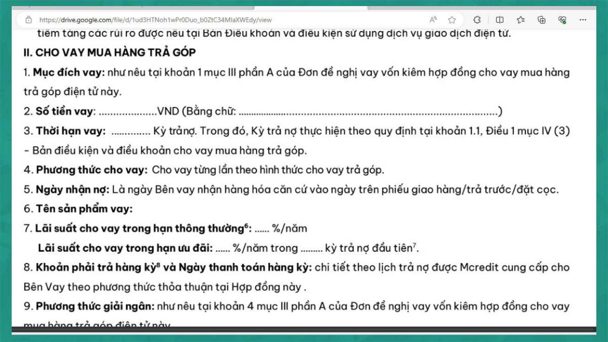Tra cứu khoản vay Mcredit qua hợp đồng