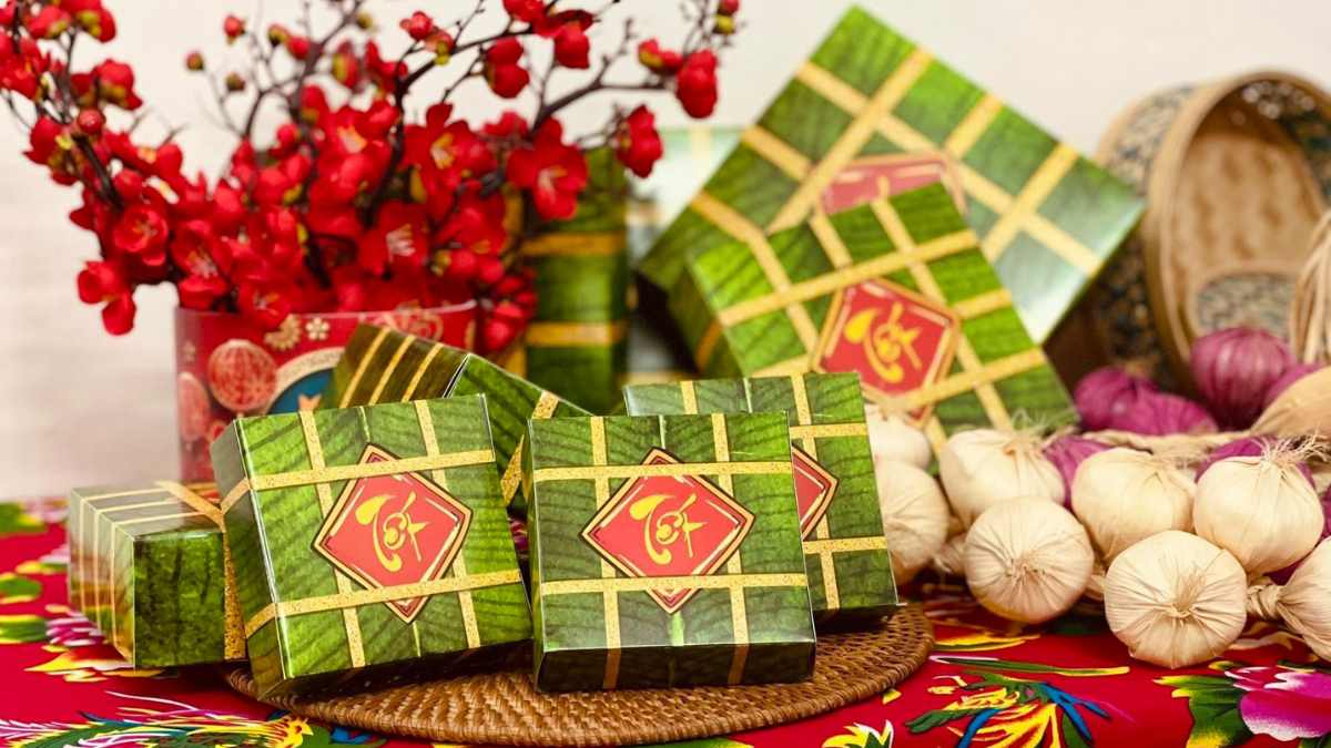 trang trí mâm bánh chưng ngày tết