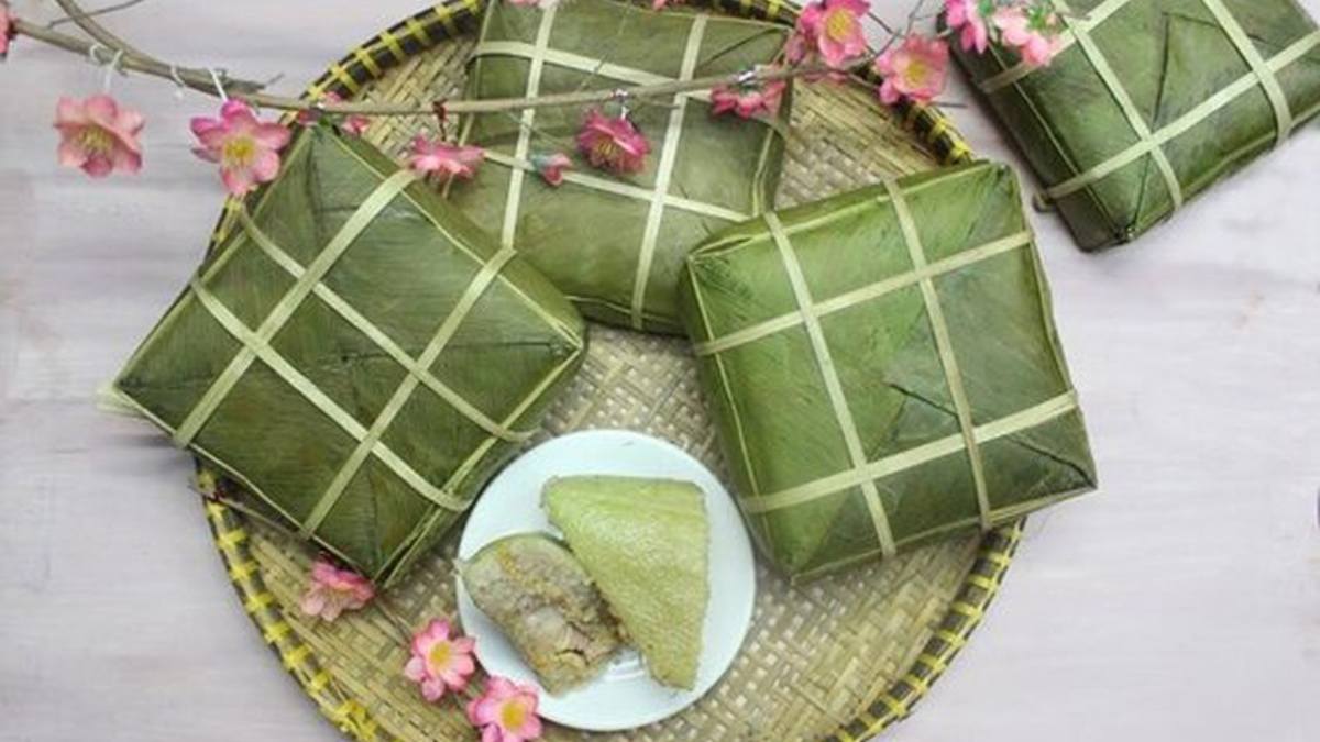 trang trí mâm bánh chưng ngày tết