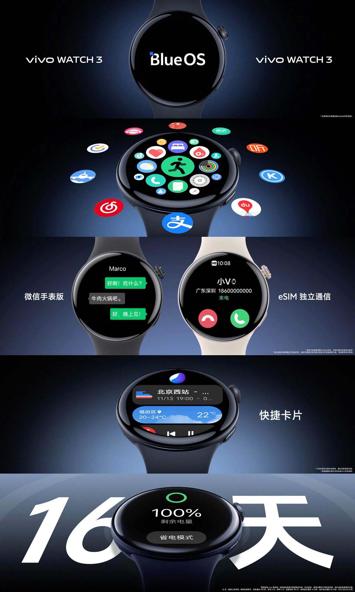 vivo Watch 3 được cài đặt sẵn hệ điều hành BlueOS