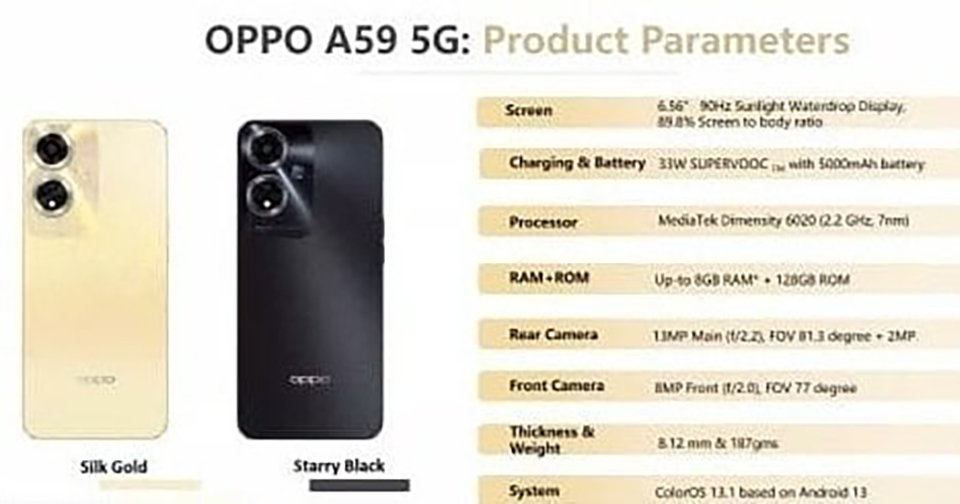 Thông số kỹ thuật OPPO A59 5G
