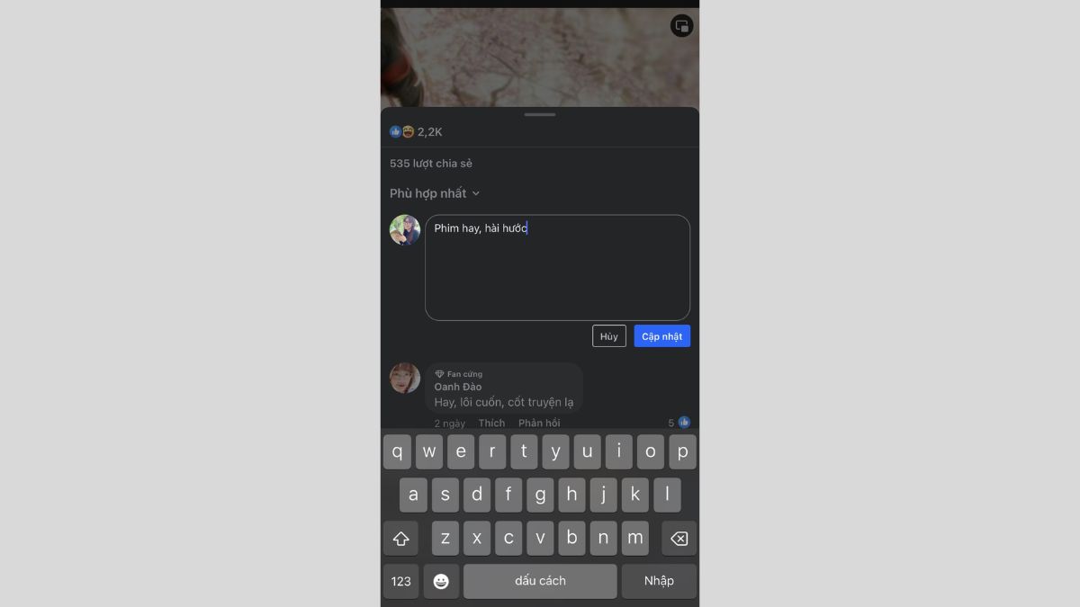 Cách chỉnh sửa bình luận Facebook trên điện thoại bước 2