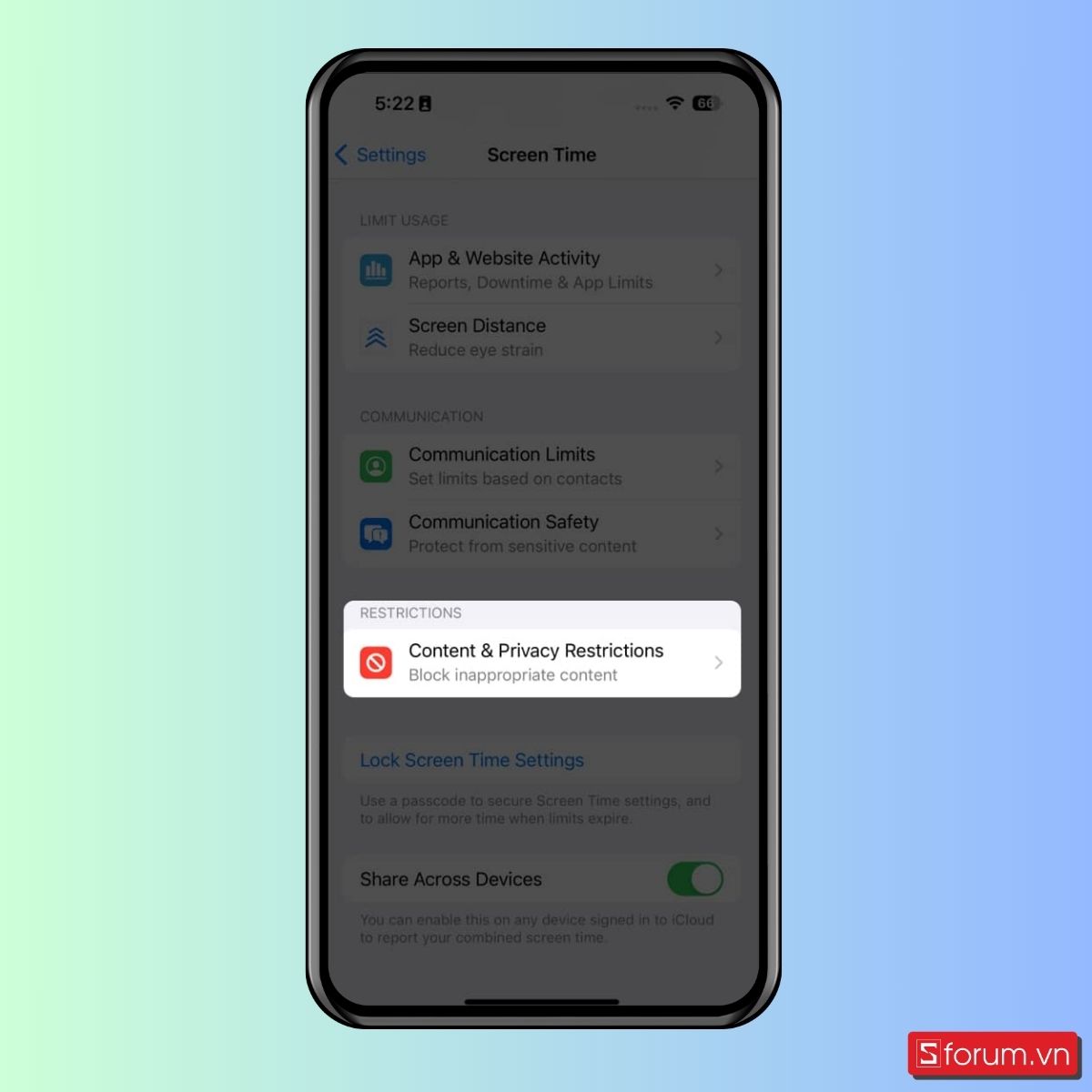 Tắt Safari khỏi iPhone bằng Screen Time - bước 2
