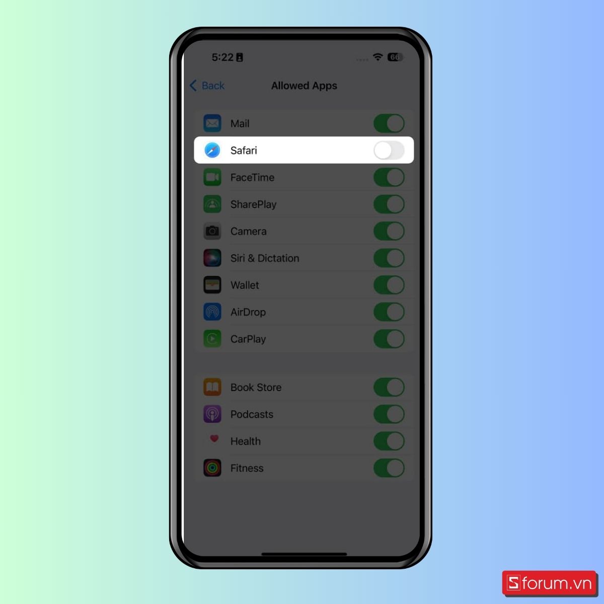 Tắt Safari khỏi iPhone bằng Screen Time - bước 5