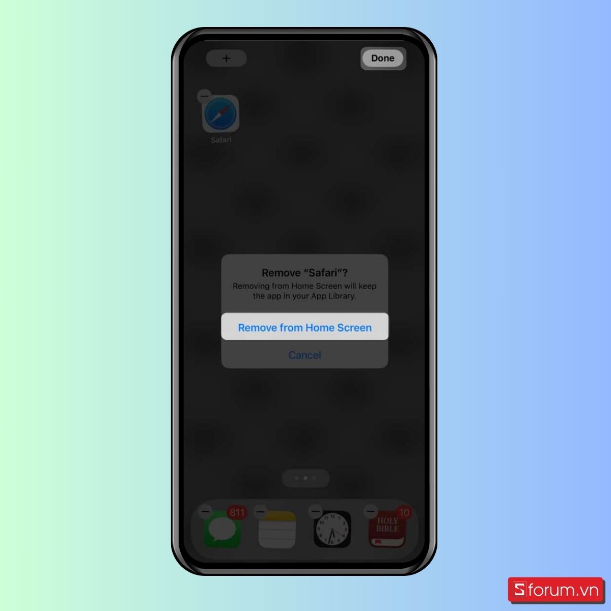 Xóa Safari khỏi Màn hình chính của bạn - bước 2