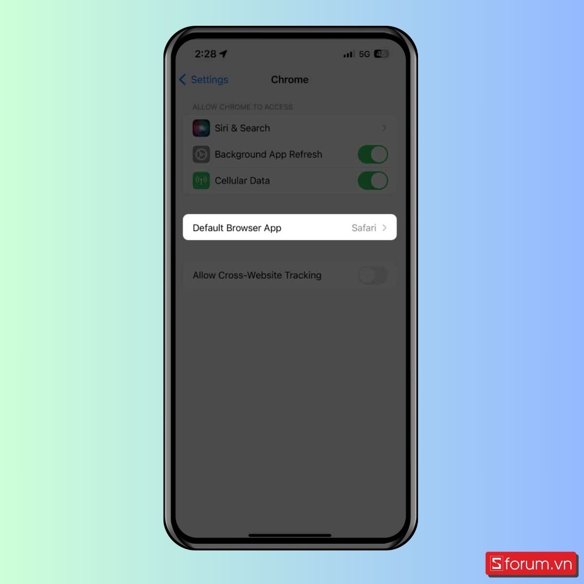 Thay đổi trình duyệt mặc định của iPhone - bước 2