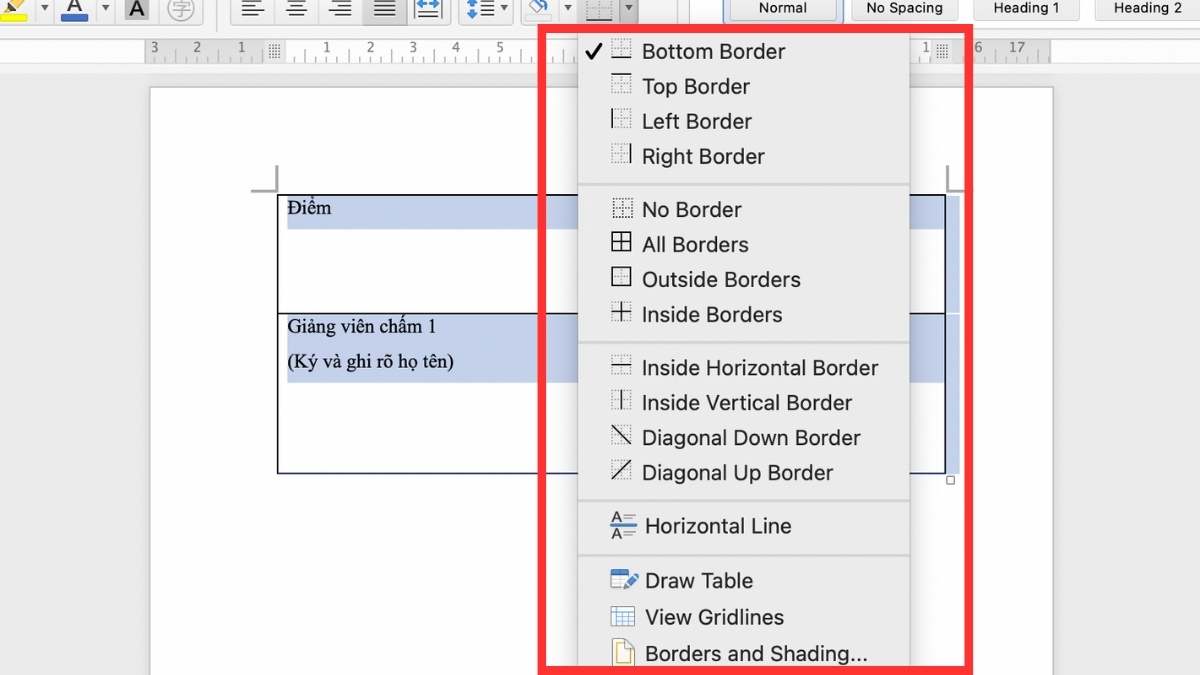 Cách xóa dòng kẻ trong Word bằng Border bước 3