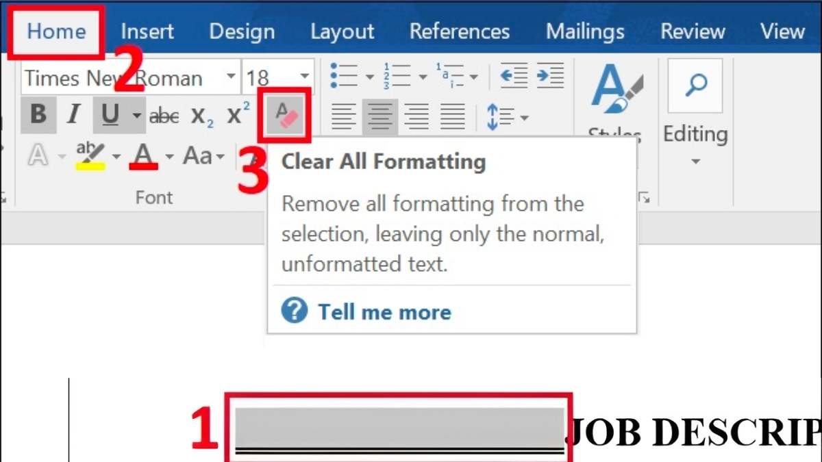 Cách xóa dòng kẻ trong Word bằng lệnh Clear All Formatting bước 1