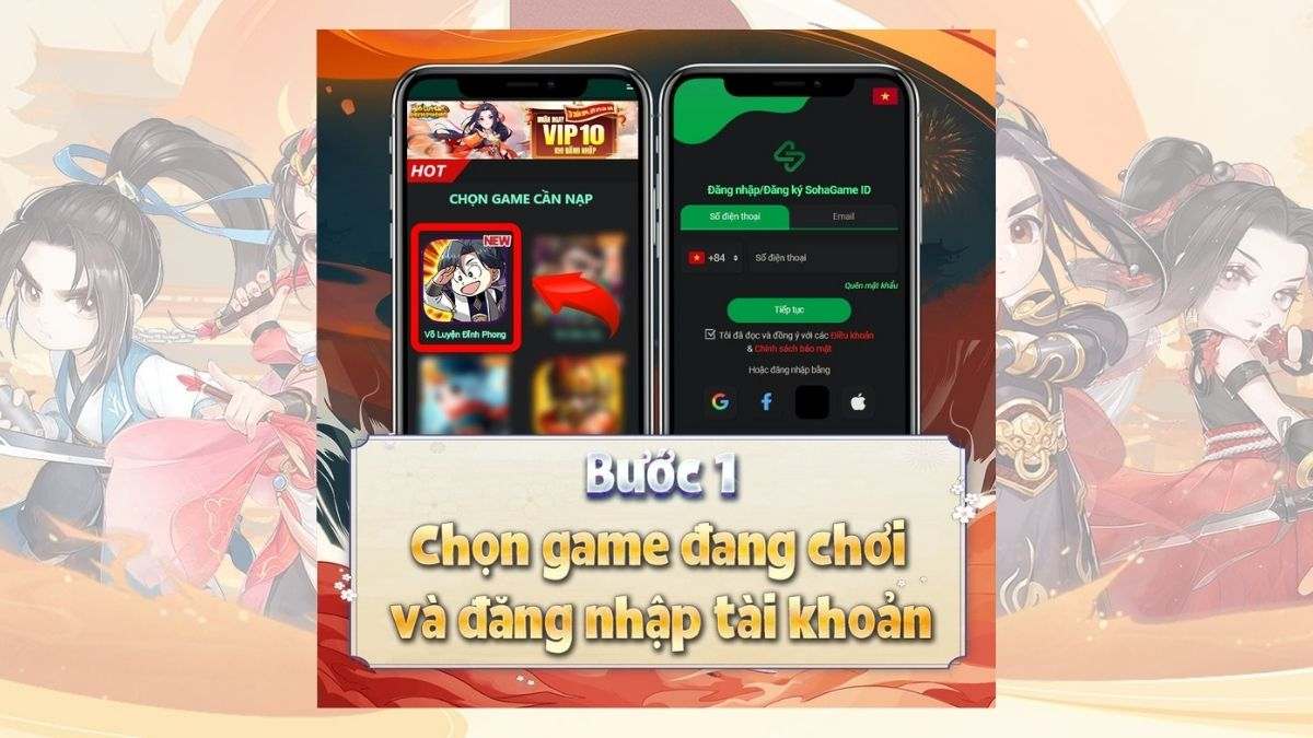 Cách nhập mã code Võ Luyện Đỉnh Phong bước 1