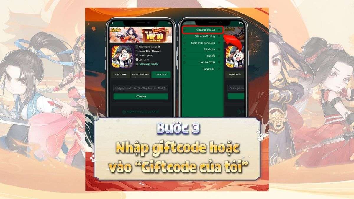 Cách nhập mã code Võ Luyện Đỉnh Phong bước 3