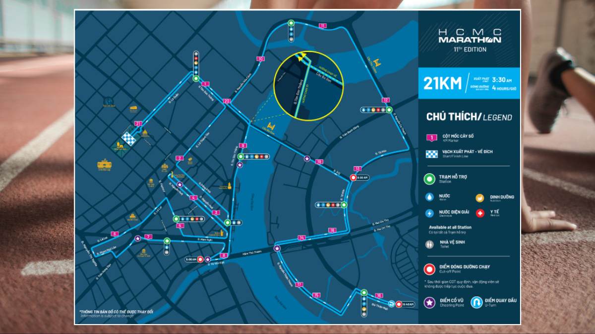 Bản đồ đường đua HCMC Marathon 2024