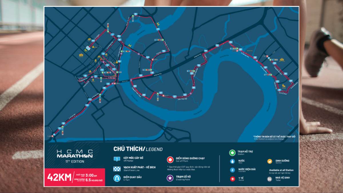 Bản đồ đường đua chạy HCMC Marathon run 2024