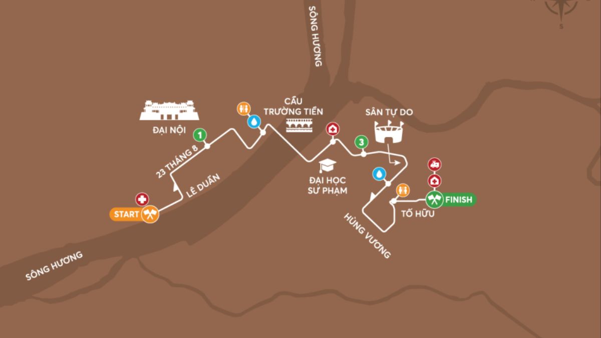 Bản đồ đường chạy VnExpress Marathon Huế 2024