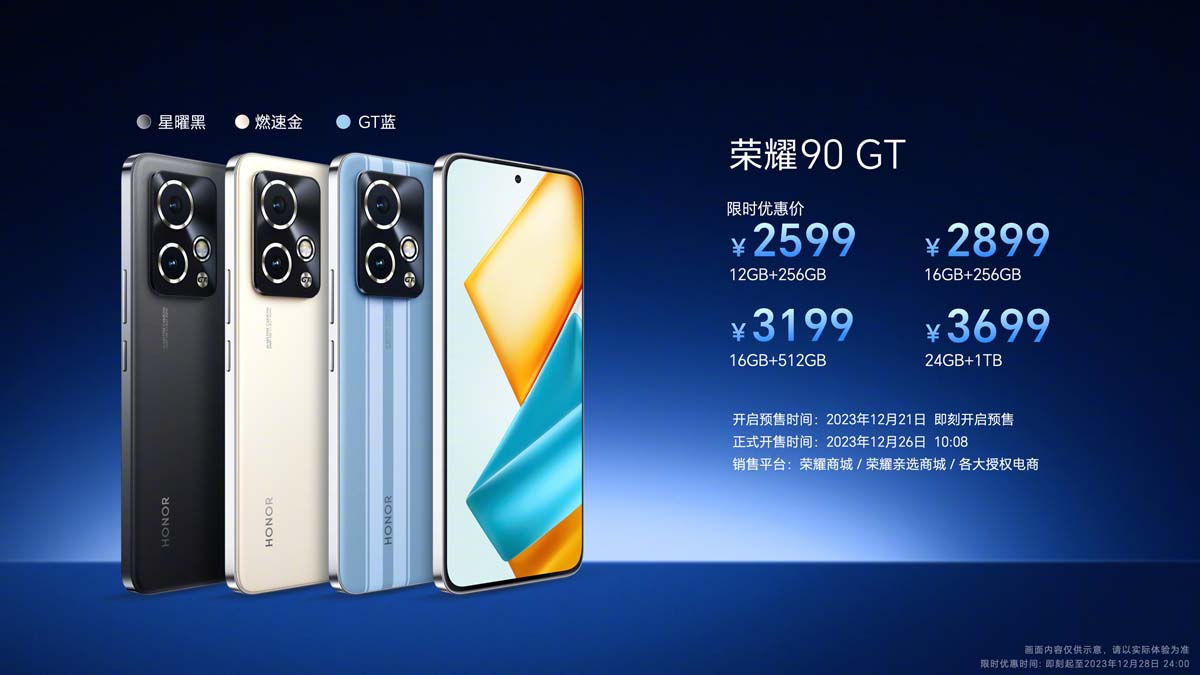 Giá bán của HONOR 90 GT