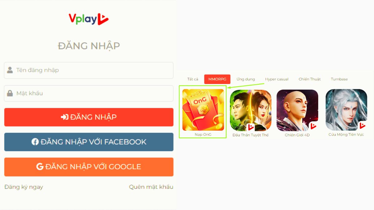 Hướng dẫn cách nạp Đấu Thần Tuyệt Thế bước 1