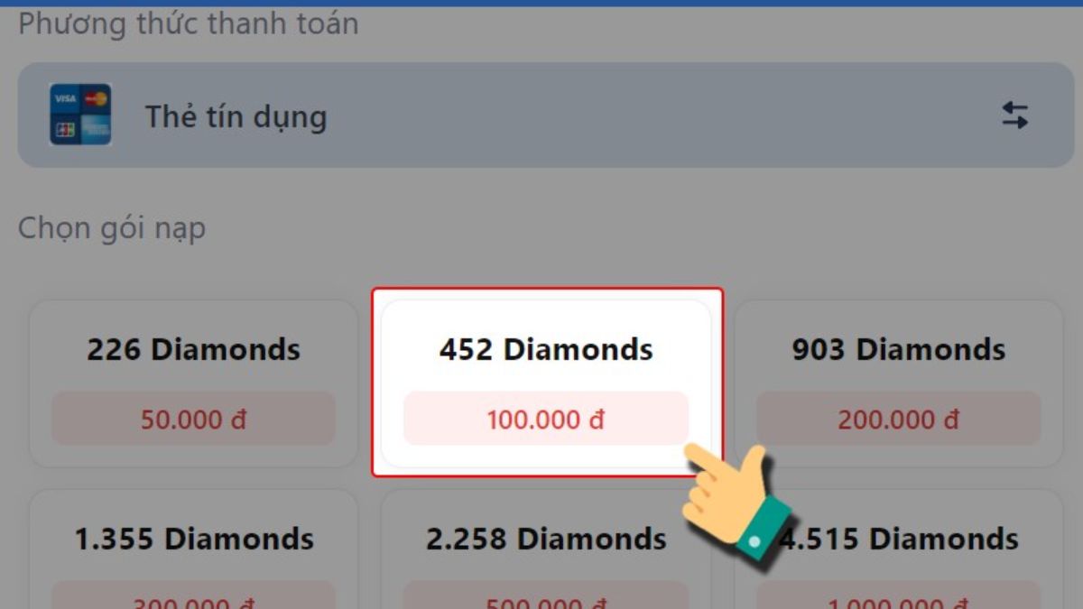 Cách nạp Lord Mobile bằng thẻ tín dụng bước 2