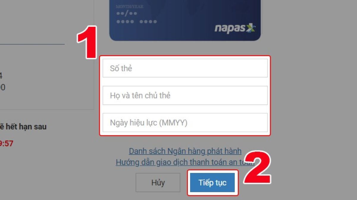 Cách nạp Lord Mobile bằng thẻ ngân hàng bước 4
