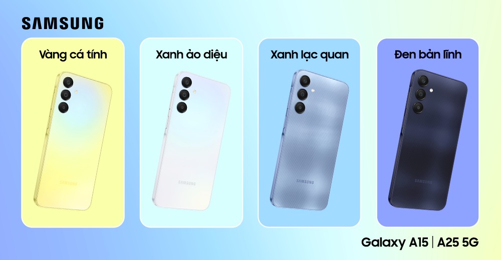 Các lựa chọn màu sắc của Samsung Galaxy A15 và Galaxy A25 5G