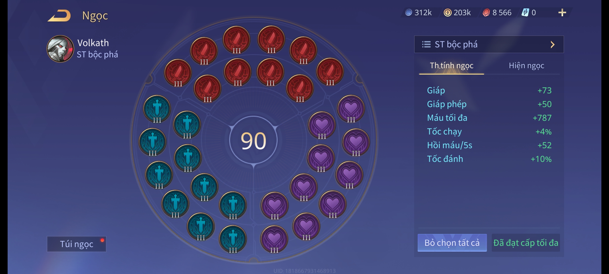 Bảng ngọc build đồ full thủ 