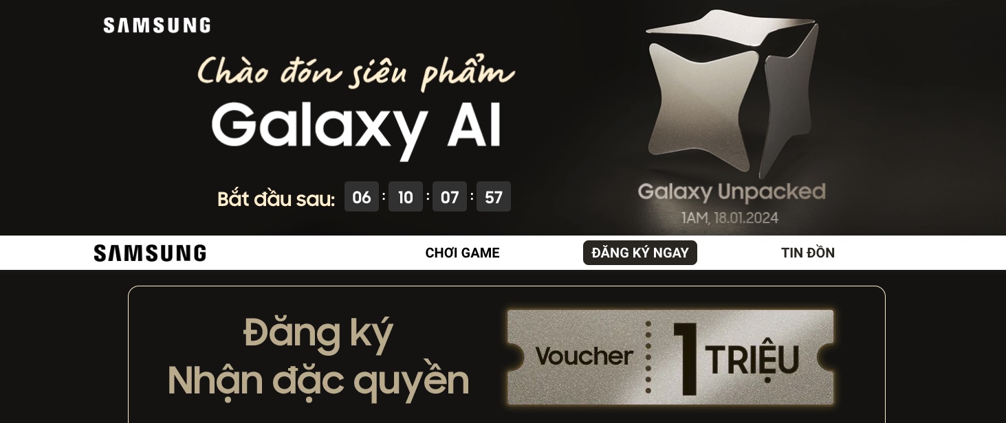 Mời bạn đăng ký nhận thông tin siêu phẩm Galaxy Mới 