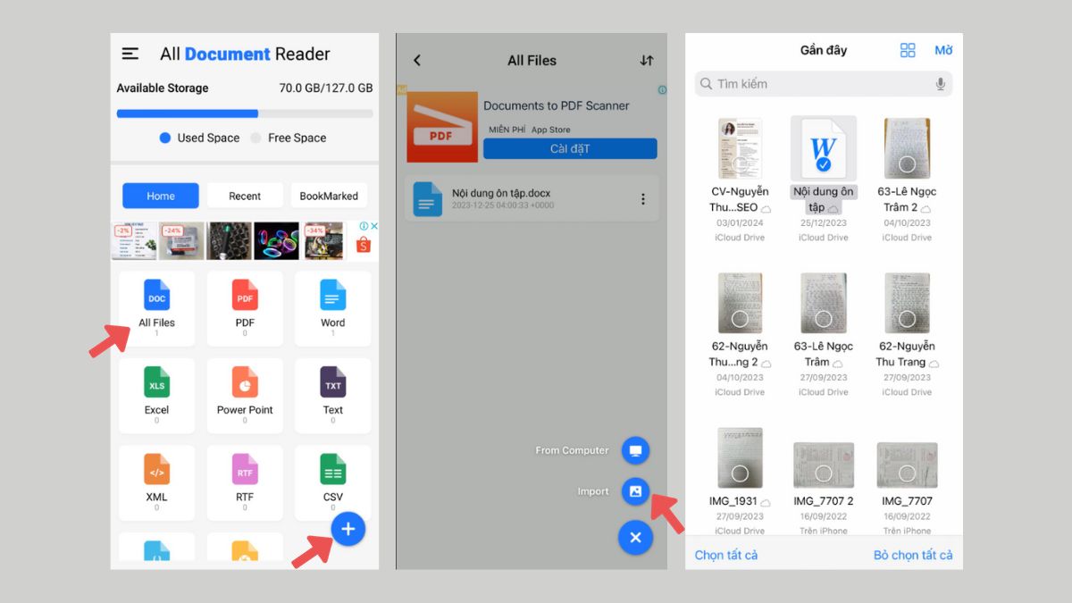 Cách mở file tài liệu trên Document Reader