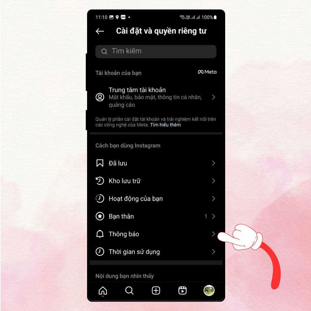 Cách tắt thông báo Instagram khi đang làm việc 2