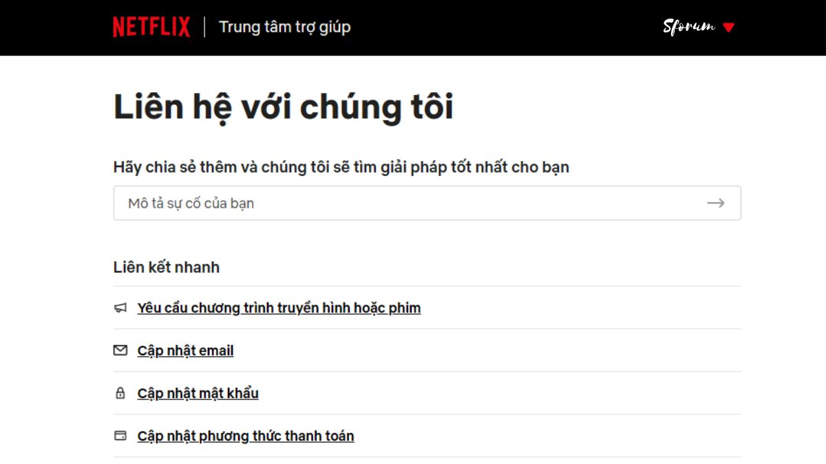 Liên hệ với trung tâm hỗ trợ Netflix