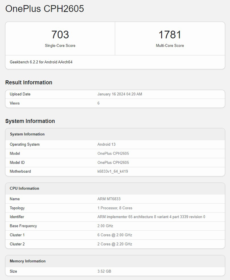 OnePlus Nord 30 SE 5G xuất hiện trên Geekbench