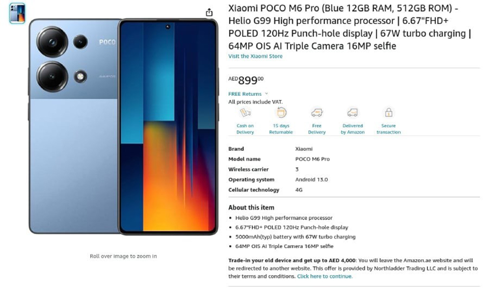 Cấu hình và giá của POCO M6 Pro 4G
