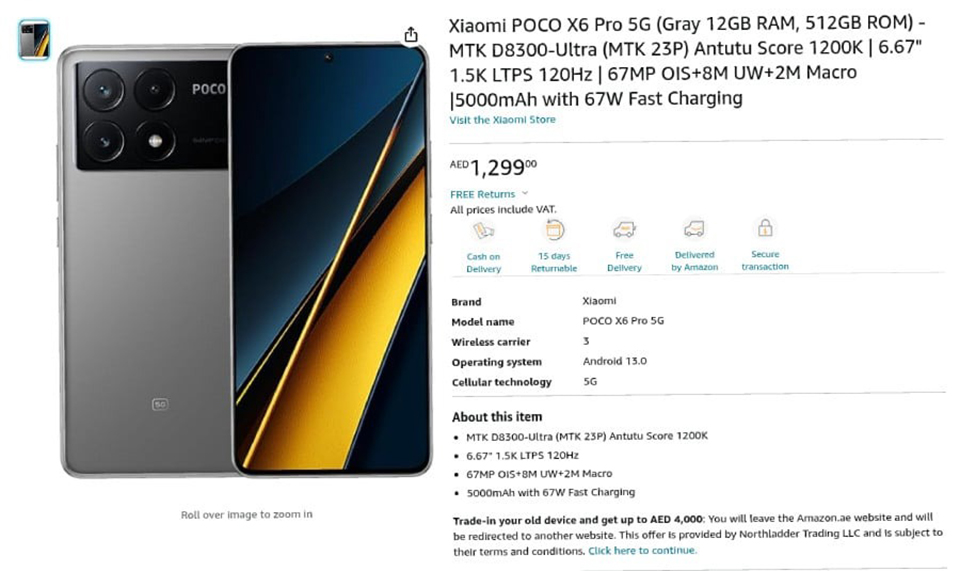Cấu hình và giá của POCO X6 Pro 5G