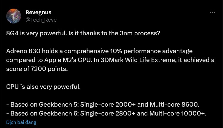 Rò rỉ hiệu năng Snapdragon 8 Gen 4