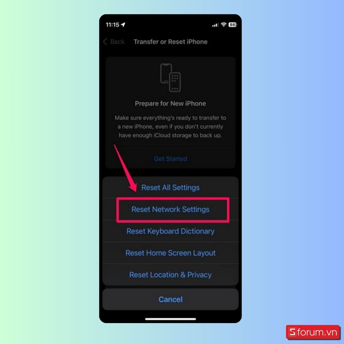 Đặt lại cài đặt mạng trên iPhone của bạn - Bước 5