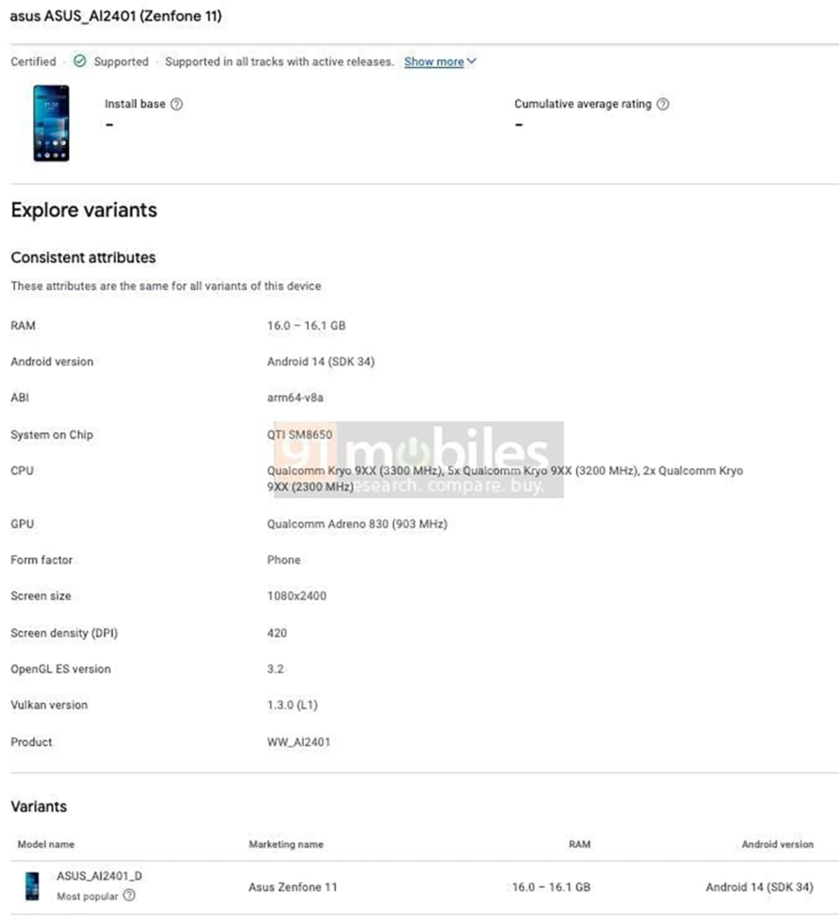 ASUS Zenfone 11 lộ cấu hình
