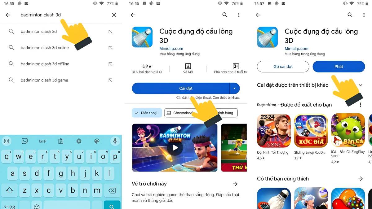 Cách tải Badminton Clash 3D trên Android