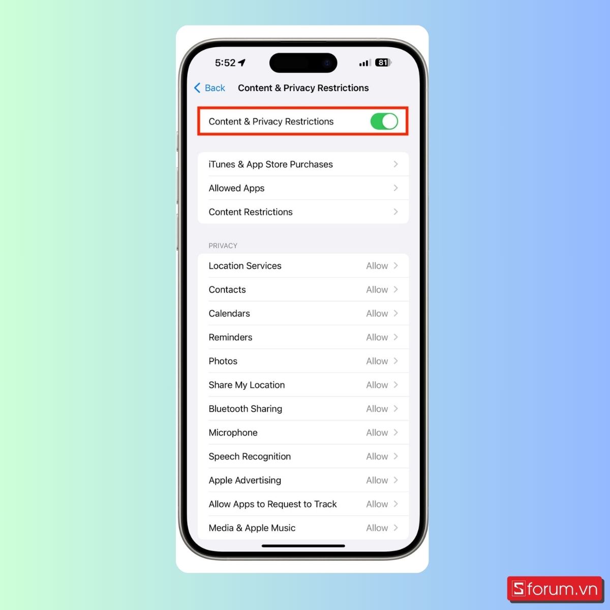 Cách bật tính năng chặn dữ liệu di động trên iPhone - bước 3