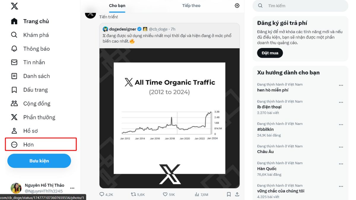 Cách đăng xuất Twitter trên máy tính từ xa bước 1