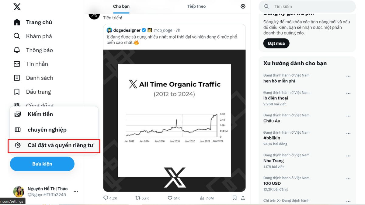 Cách đăng xuất Twitter trên máy tính từ xa bước 2