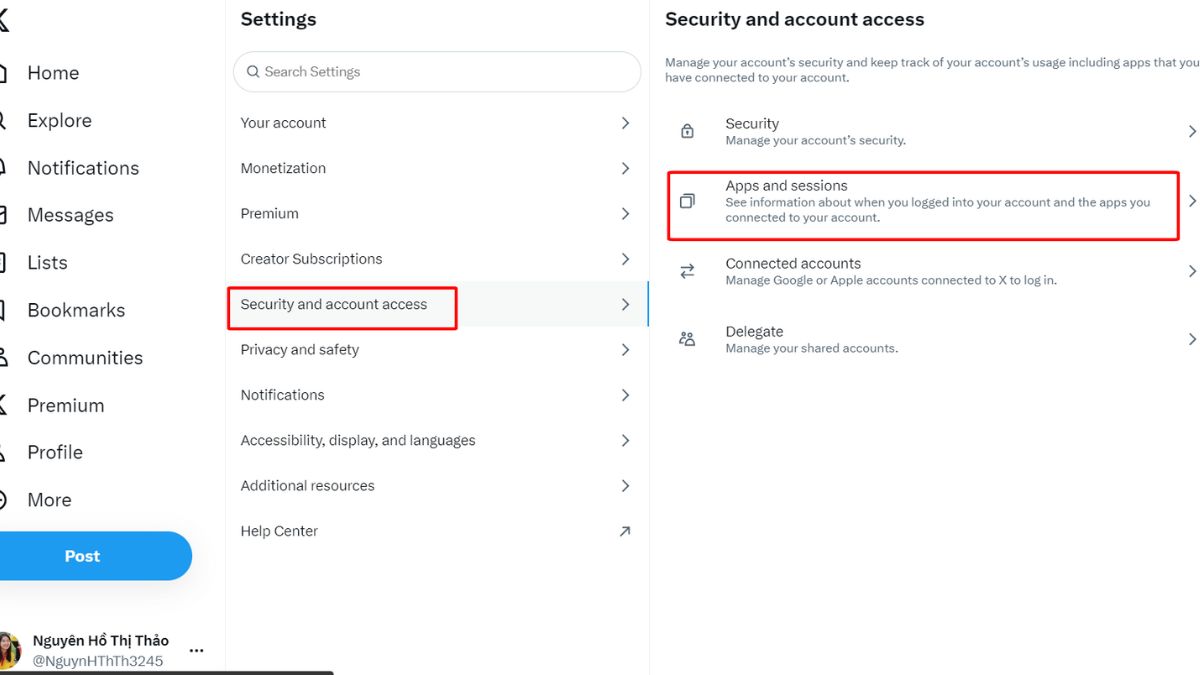 Cách đăng xuất Twitter trên máy tính từ xa bước 3