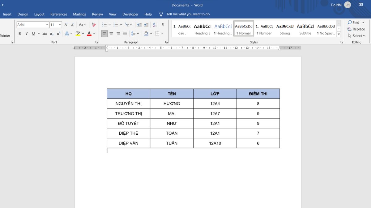 Hướng dẫn cách sắp xếp tên theo ABC trong Word bước 4