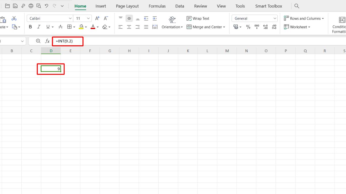 Ví dụ 1 sử dụng hàm INT trong Excel