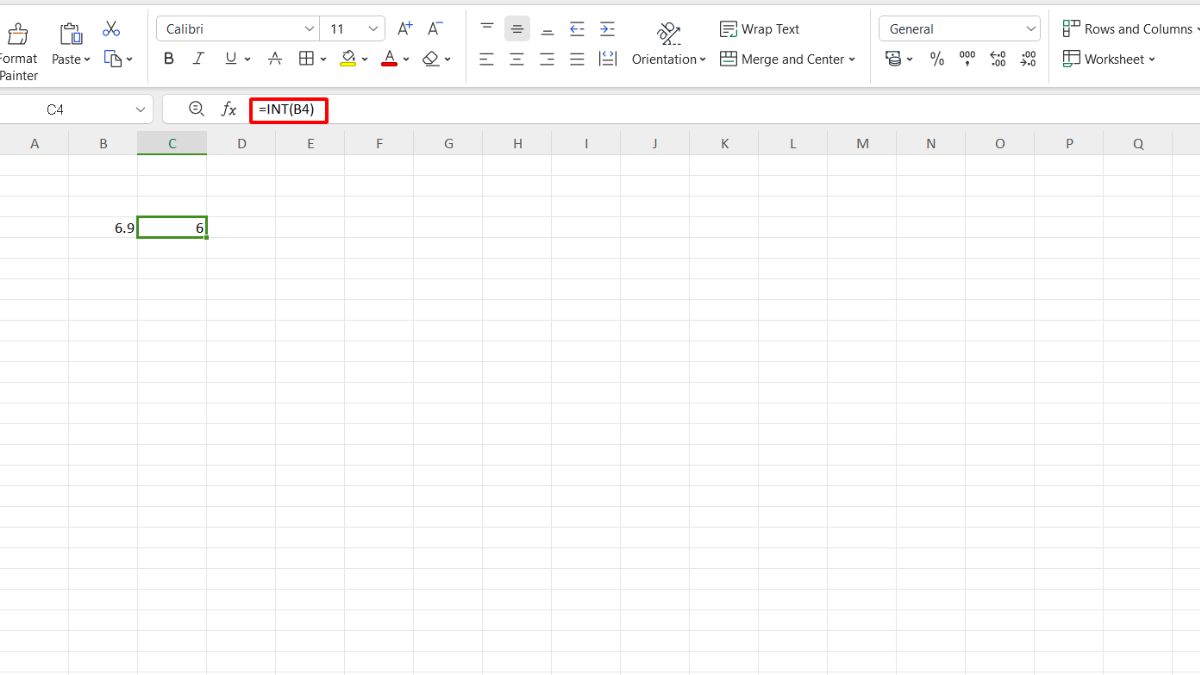 Ví dụ 2 sử dụng hàm INT trong Excel