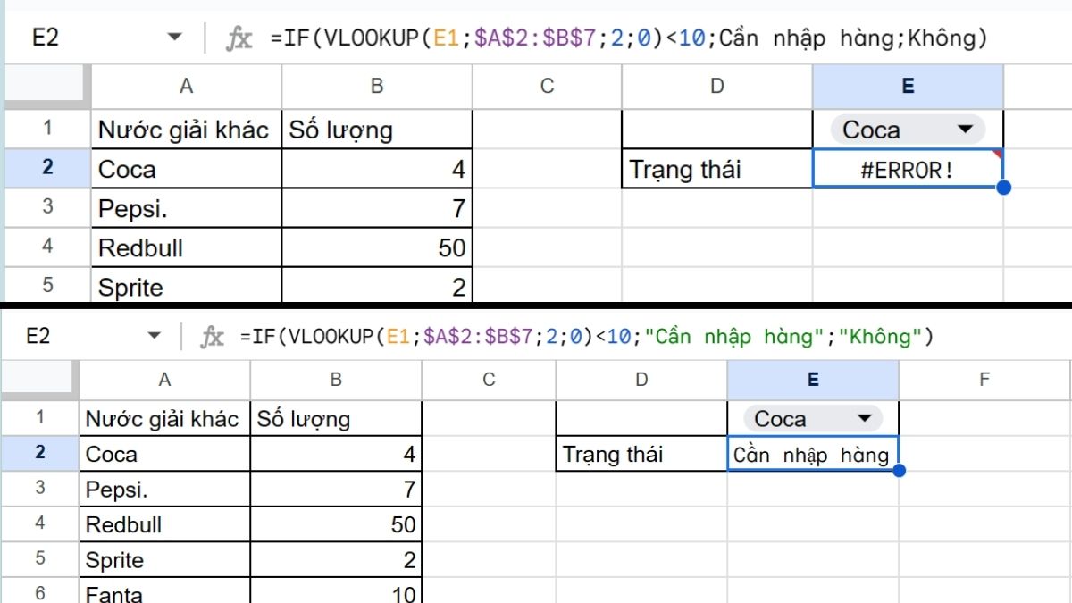 Lỗi nhầm giá trị chuỗi trong hàm If