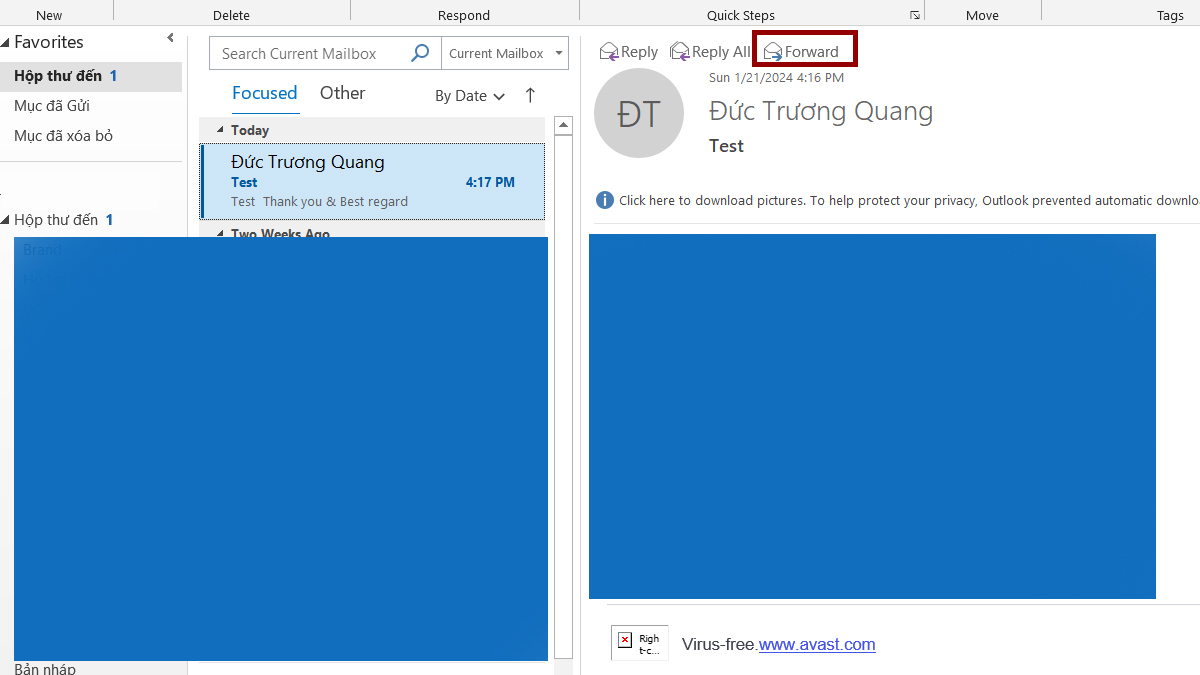Cách sử dụng Outlook chuyển tiếp email